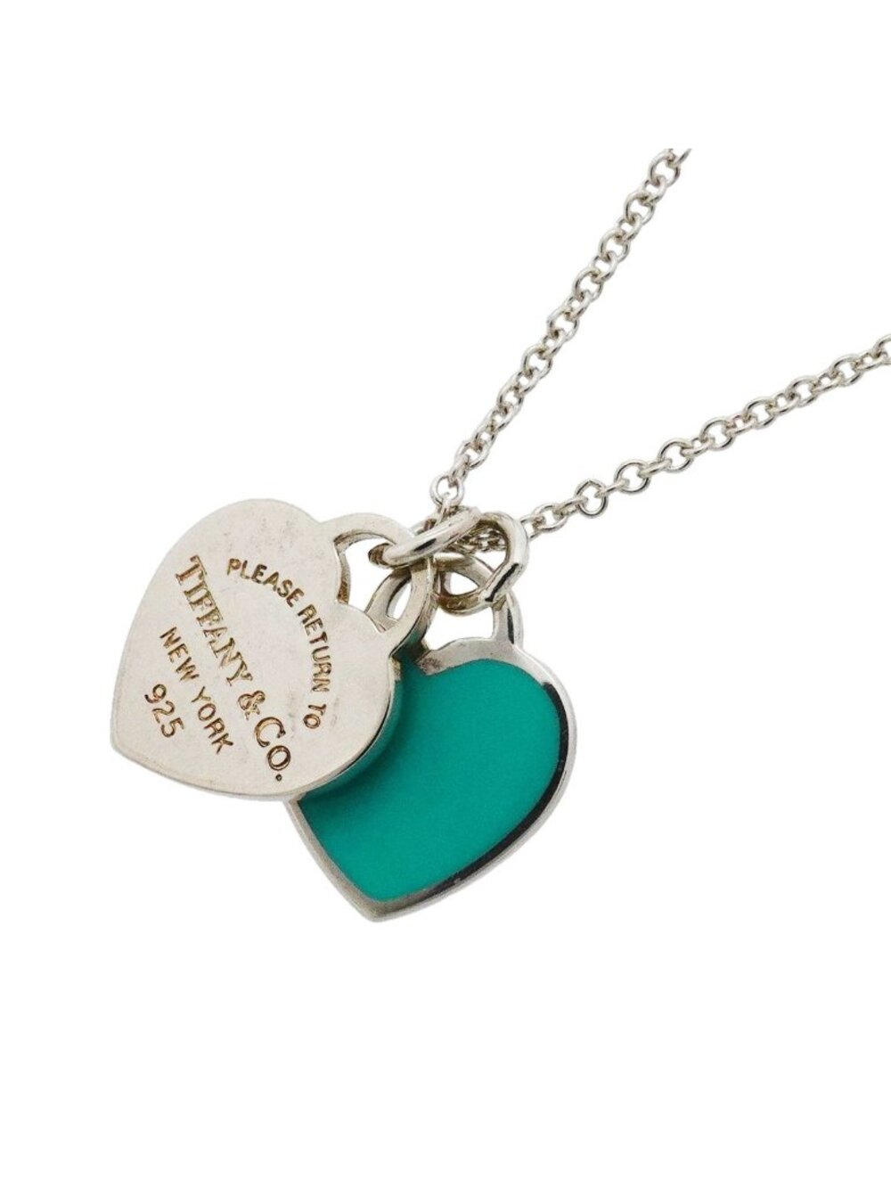 Tiffany & Co Necklace Double Return to Tiffany Heart 925 Sterling Silver Blue